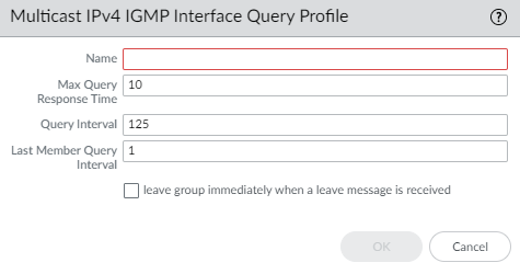 IGMP Interface Query Profile configuration window.